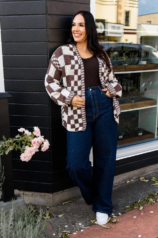 All Cozy Checkered Cardigan