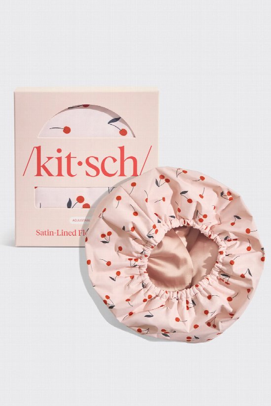 Cherry Satin Lined Shower Cap Cherry Satin Lined Shower Cap