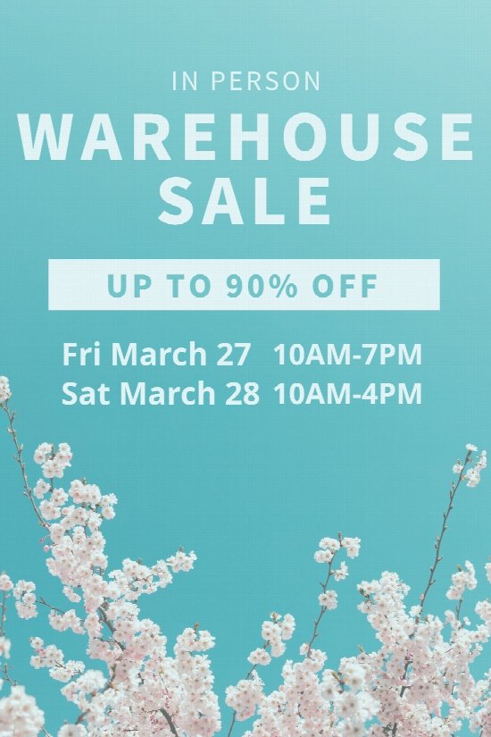 In Person Warehouse Sale