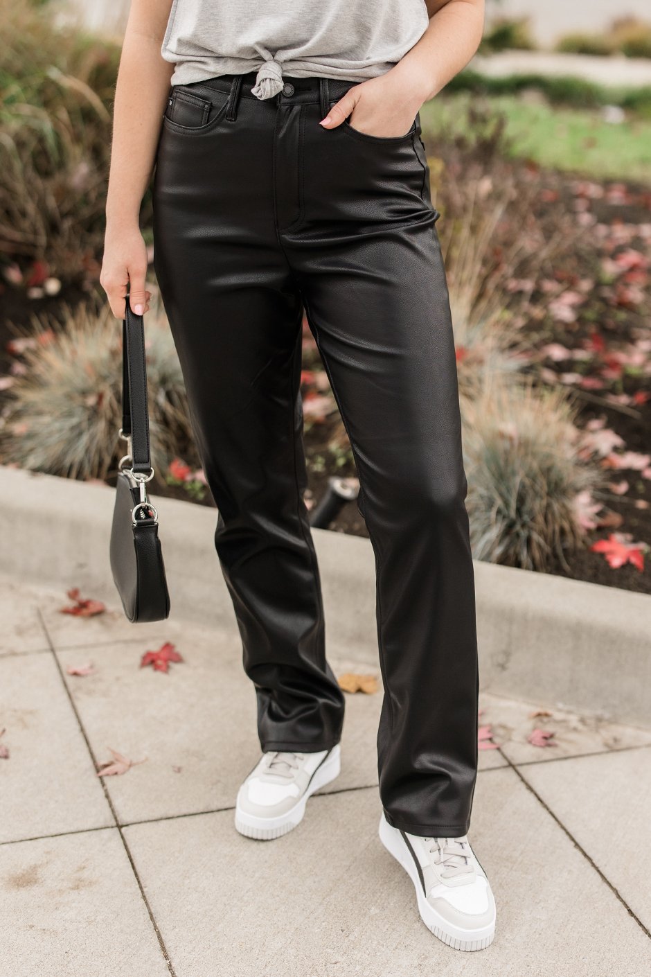 In Style Faux Leather Pants | Silver Icing