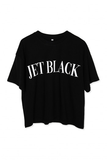 Jet Black Serif Boxy Tee