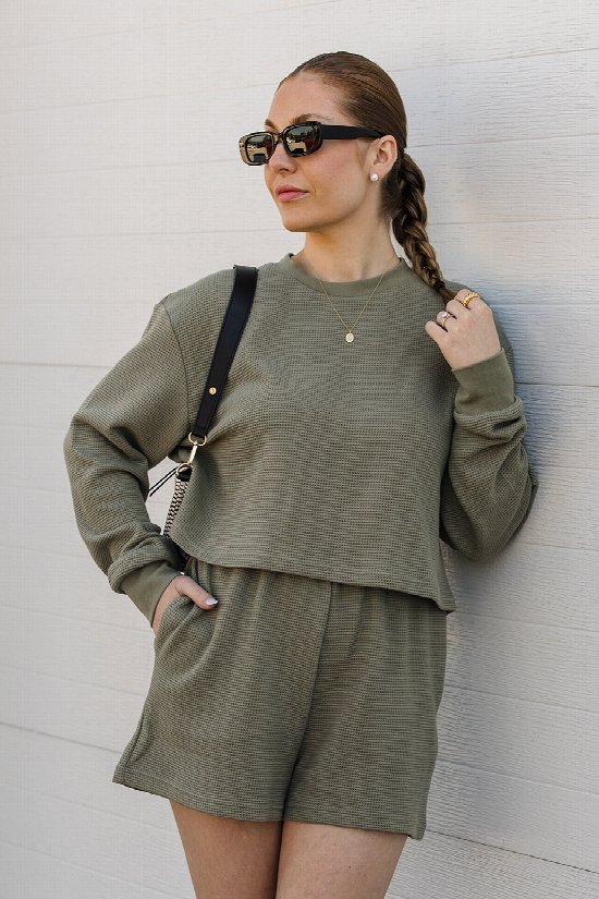 Lounger Waffle Crop Top