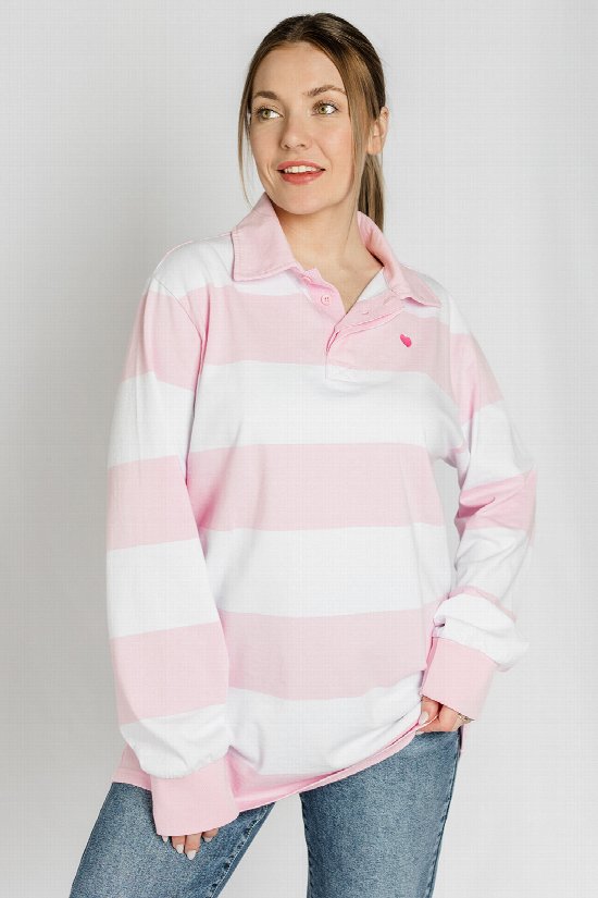 Love Heart Stripe Rugby Shirt