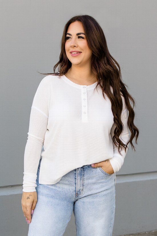 Perfect Staple Henley Waffle Top