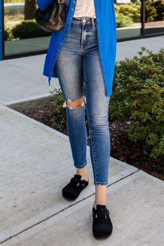 Rebel Distressed High Rise Jeans