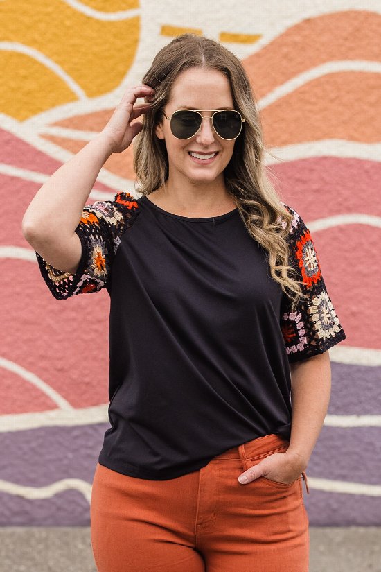 Touch of Boho Crochet Tee